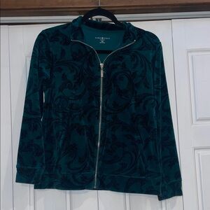 Karen Scott Women's Dark Teal Patterned Jacket